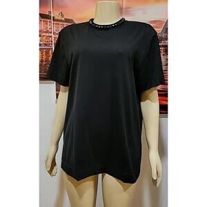 GIVENCHY  Size S Women's Black Top Blouse Witn Neck Details & Shoulder Zip #C